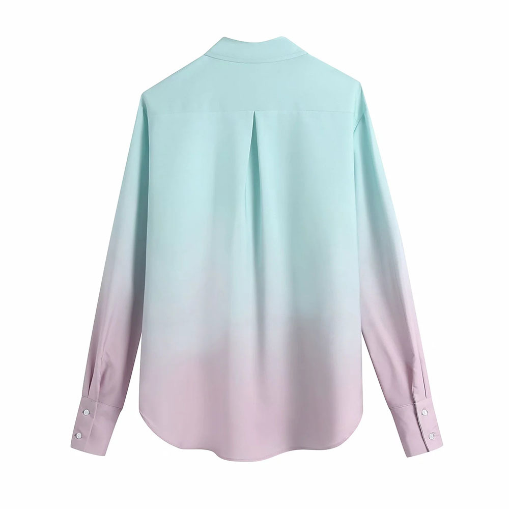 Autumn Fashion Button Up Silk Shirt Vintage Blouse Women Tie-Dyed Lady Long Sleeves Female Loose Street Shirts 210520