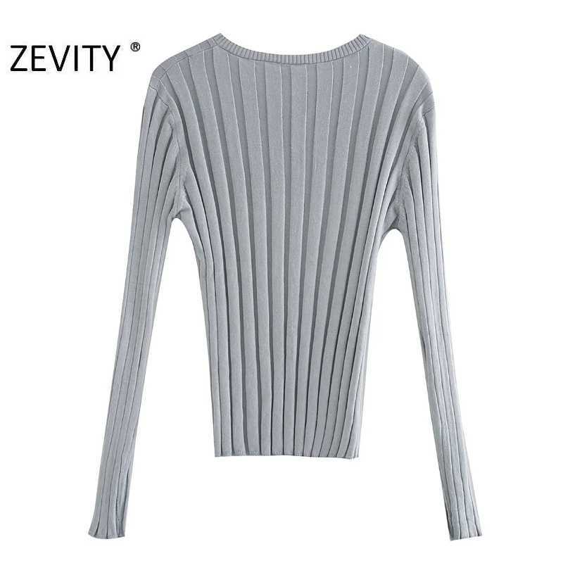 ZEVITY women fashion o neck solid color thread knitting Sweater chic female long sleeve casual slim leisure tops S406 210603