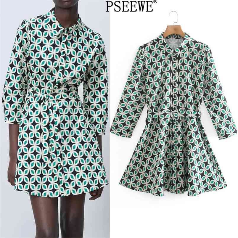 Spring Dress Green Printed Short es Women Casual Tied Belt Button Up Woman es Vintage Shirt 210519
Spring Dress Green Printed Short es Women Casual Tied Belt Button Up Woman es Vintage Shirt 210519