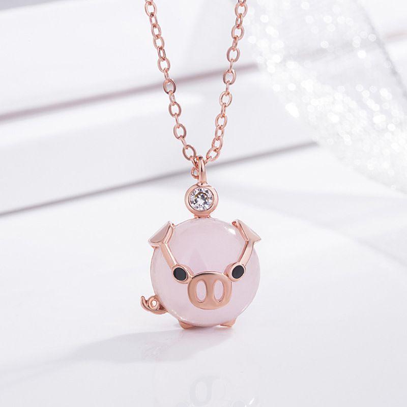 Fashion Cute Rose Gold Crystal Pendant Lucky Pig Necklace Girl Gift J78F Chains, Silver
Fashion Cute Rose Gold Crystal Pendant Lucky Pig Necklace Girl Gift J78F Chains, Silver