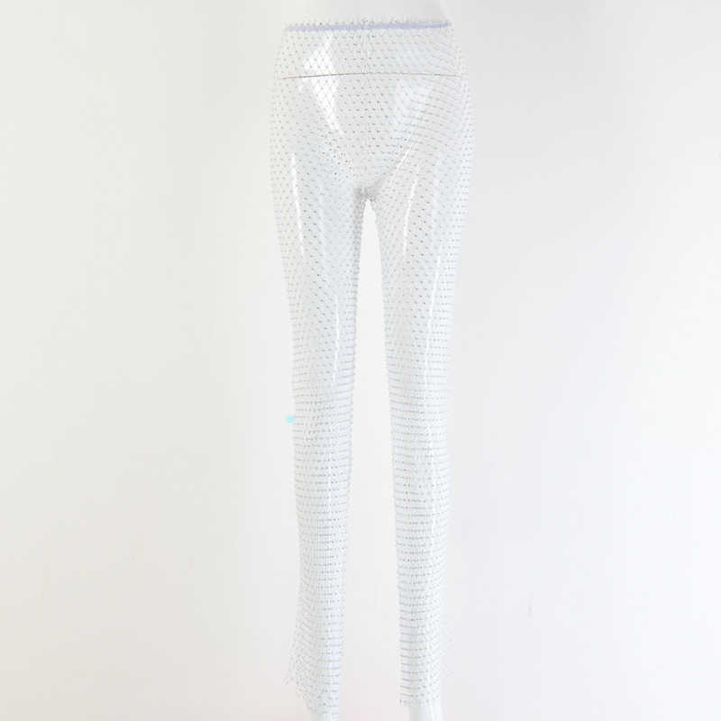 DEAT Women Grid Diamond Slit Hollow Out Pants Arrivals Temperament Fashion Spring Summer 11D1325 210709