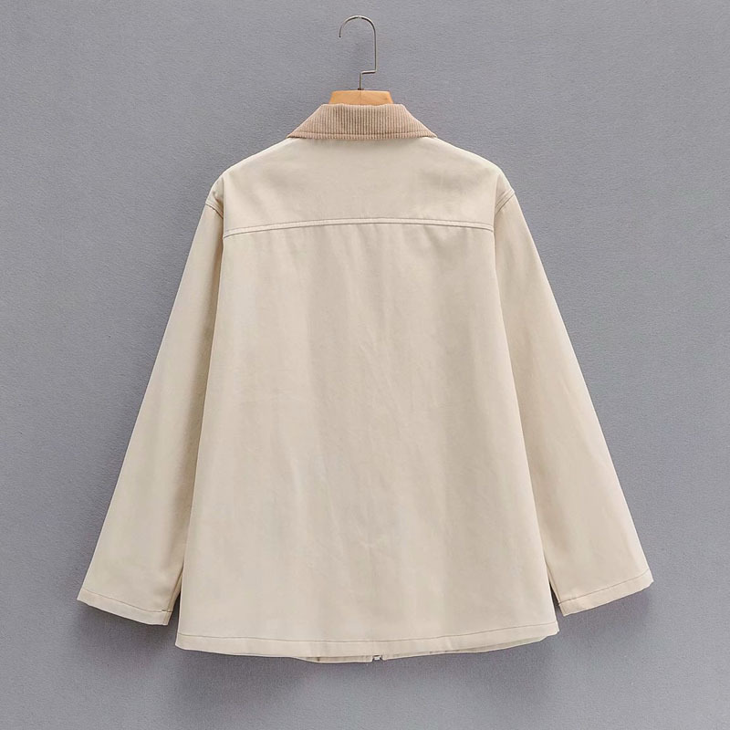 Solid Color Double Pocket Single Breasted Chic Female Coat Korean Version Simple Stitching Long-sleeved Women's Jacket 210507