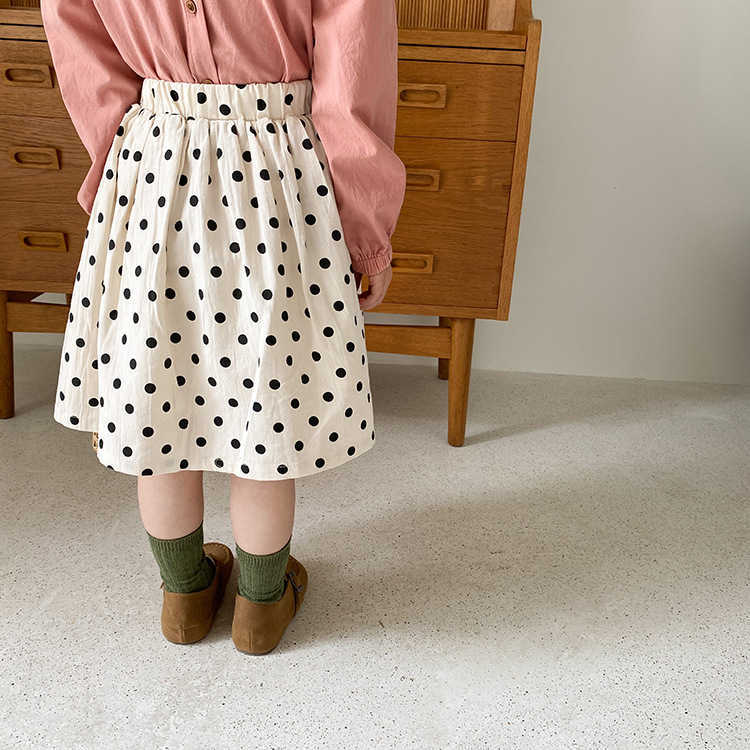 spring cotton wave point princess skirt children's dot skirt children cloth toddler girl clothes 210701