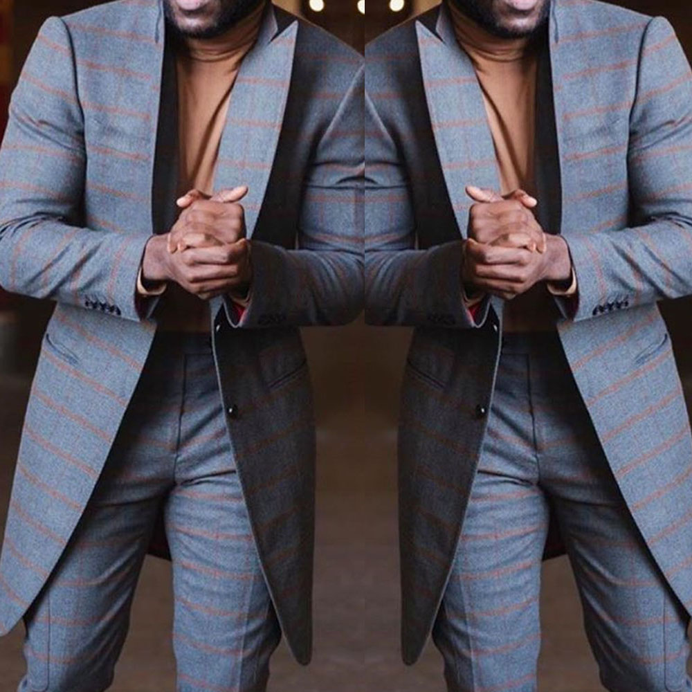 Two-Pieces Business Casual Coat&Pant Single Breasted Men Suits Slim Fit Groom Coats Tailored Work Wear