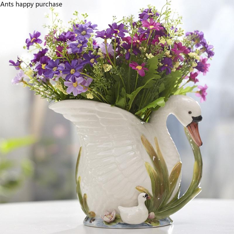 Vases Ceramics Country Style Swan Vase European Fresh Flowers Flower Arrangement Decorations Gift Home Living Room Furnishing
Vases Ceramics Country Style Swan Vase European Fresh Flowers Flower Arrangement Decorations Gift Home Living Room Furnishing