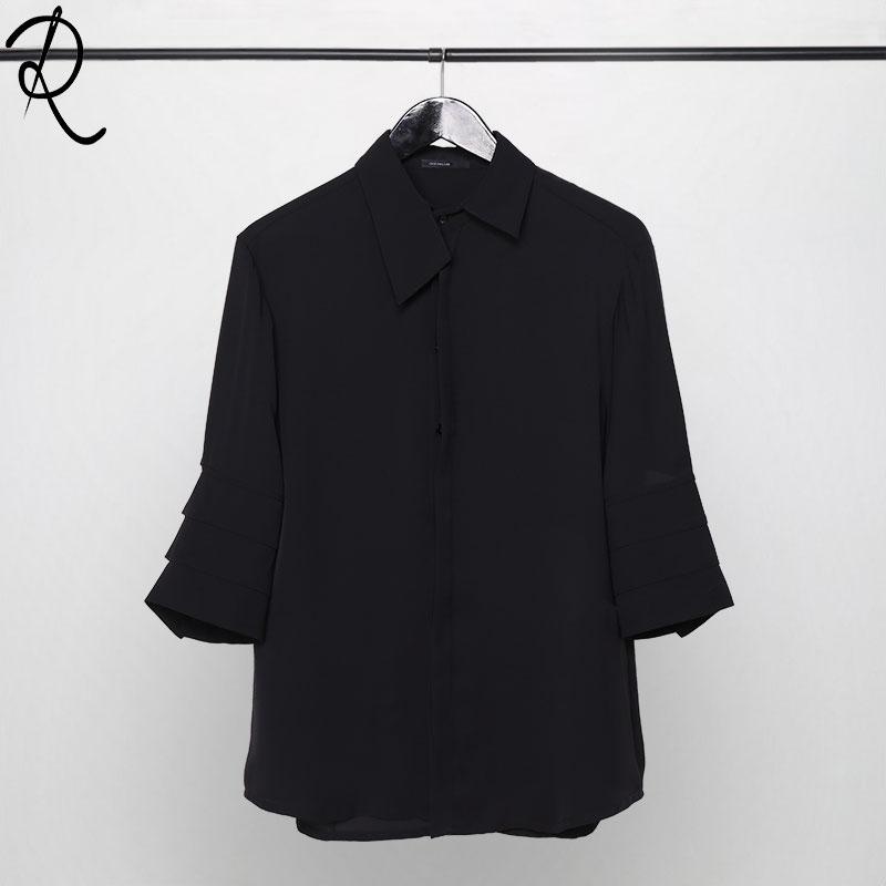 Summer Dark Department Of Personality Holes In The Three-dimensional Cut Stitching Slim Short-sleeved Shirt Man Men's Casual Shirts