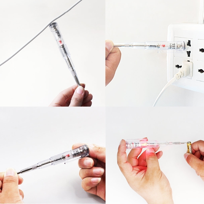 Ootdty 250V Waterproof Voltage Tester Injected Electric Pen Detector Screwdriver Sample with Indicator Light Voltage Tester Pen