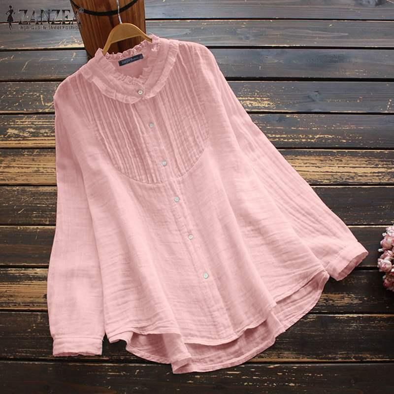 Women' Blouses & Shirts 2022 Kaftan Spring Tops Women Pleated Casual Long Sleeve Blusas Female Solid Ruffle Top Button Chemise, Pink
Women' Blouses & Shirts 2022 Kaftan Spring Tops Women Pleated Casual Long Sleeve Blusas Female Solid Ruffle Top Button Chemise, Pink