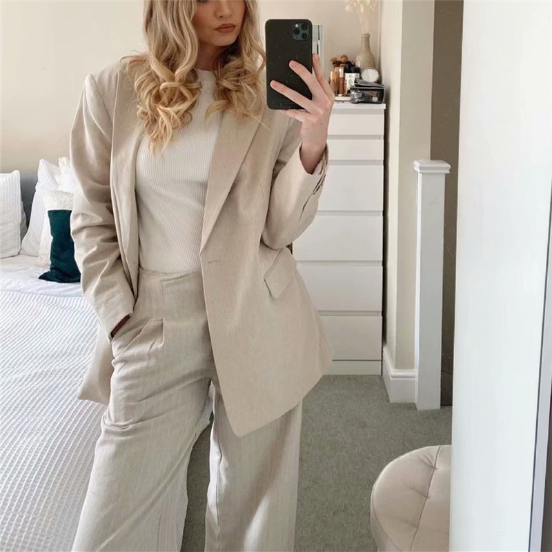 Casual Woman Loose Blazers Spring Sweet Ladies Button Oversized Outwear Female Chic Streetwear 210515