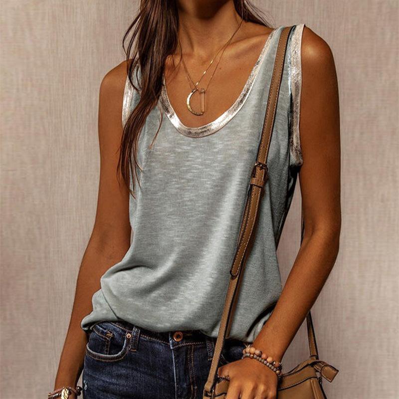 Women's T-Shirt 2021 Summer Stitching Top Urban Casual Streetwear Contrast Color Collar Wide Loose Vest Sleeveless Pullover, White
Women's T-Shirt 2021 Summer Stitching Top Urban Casual Streetwear Contrast Color Collar Wide Loose Vest Sleeveless Pullover, White
