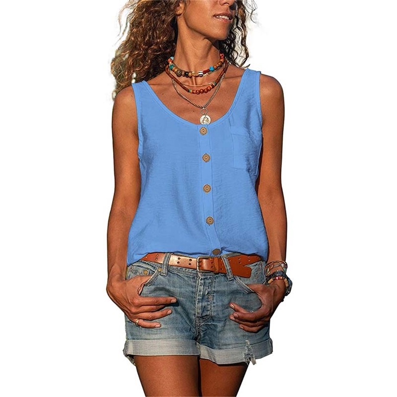 V Neck Solid Color Button Decoration Pocket Sleeveless Top Women Casual Commute Loose Oversize Pullover Tank 210603, Armygreen
V Neck Solid Color Button Decoration Pocket Sleeveless Top Women Casual Commute Loose Oversize Pullover Tank 210603, Armygreen
