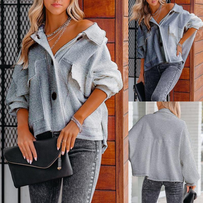 Women' Jackets Fashion Lapel Short Coats Winter Warm Button Long Sleeve Thicken Overcoat Tops Female Solid Color Woolen Coat #4, Gray
Women' Jackets Fashion Lapel Short Coats Winter Warm Button Long Sleeve Thicken Overcoat Tops Female Solid Color Woolen Coat #4, Gray