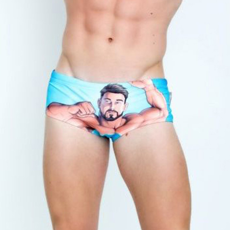 Swimwear Men's Brief With Push Pad Sexy Swimsuit Trunks For Men Bathing Swim Shorts Beachwear Printing Swimming 210515