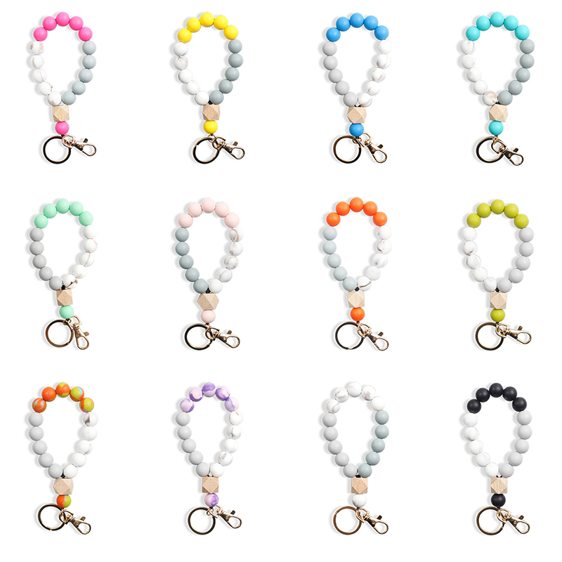 Key Ring Bracelets Silicone Beaded Wristlet Keychain Key Holder for Women Girl Fashion Jewelry Gift Colorful
Key Ring Bracelets Silicone Beaded Wristlet Keychain Key Holder for Women Girl Fashion Jewelry Gift Colorful