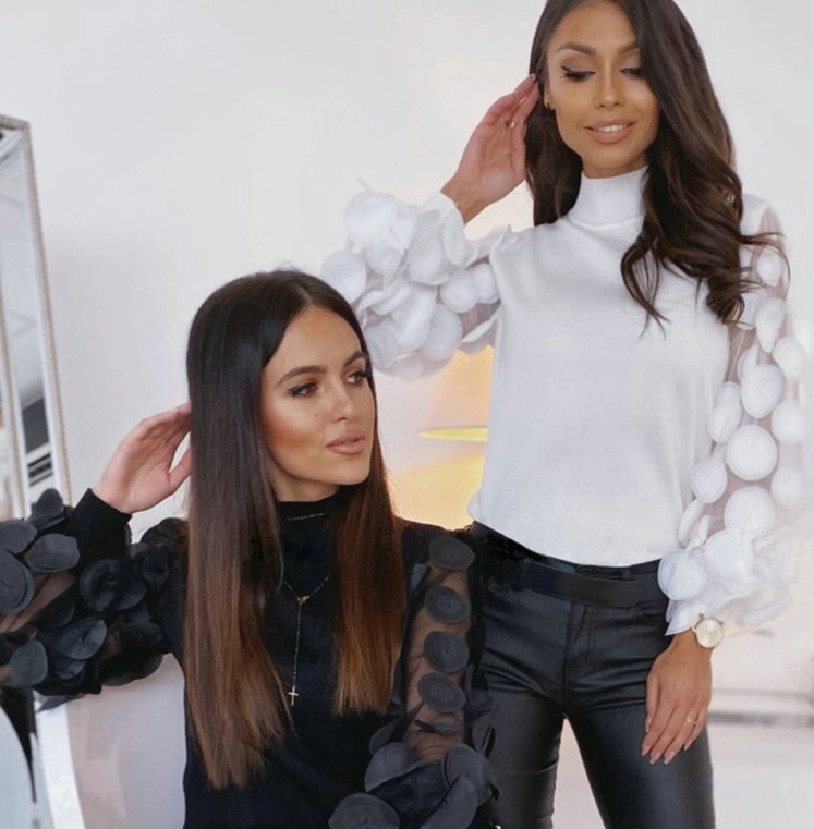 Mesh Long Sleeve Women Shirt Fashion Casual Sexy Black White Korean Ladies Shirts Autumn Bodycon Tops Blouses Female Women's B1