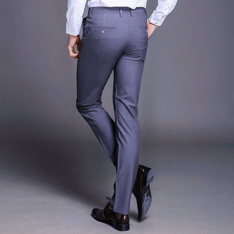 Fashion High Quality Cotton Men Pants Straight Spring and Summer Long Male Classic Business Casual Trousers Full Length Mid 210930