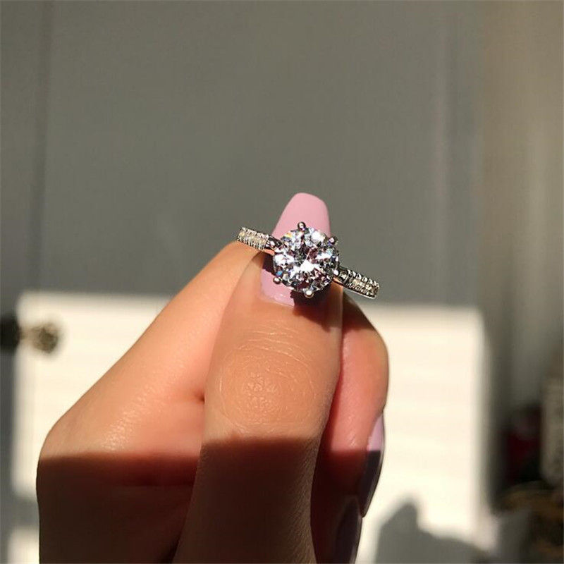 Choucong Brand Luxury Jewelry Simple Fashion Jewelry Real 925 Sterling Silver Round Cut White Topaz CZ Diamond Party Gemstones Women Wedding Bridal Ba