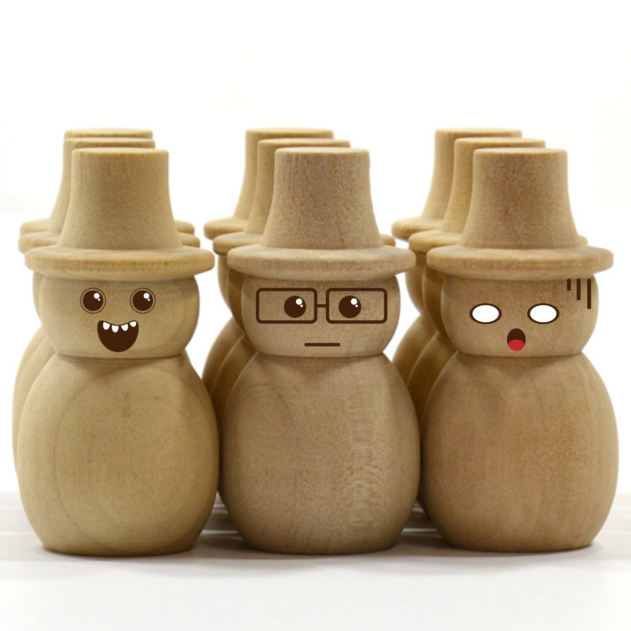 10 PCS Wooden Peg Doll Natural Wood Snowman Unfinished Wood Craft DIY Wedding Decoration Valentine's day gifts