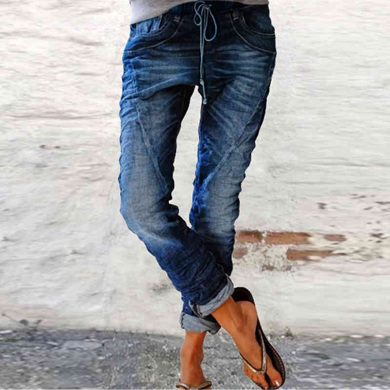 Women Floral Jeans High Waist Flower Print Trousers with Pockets Casual Bottoms Straight Denim Jeans Cargo Pants Women 210515