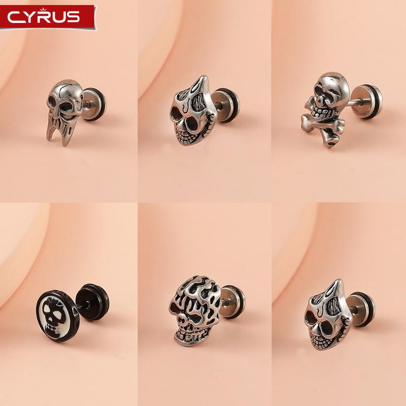 Stud Cothic Skull Earrings For Women Vintage Stainless Steel Couple Matching Black Men Earring Studs Hip Hop Jewelry Halloween Gift, Golden;silver
Stud Cothic Skull Earrings For Women Vintage Stainless Steel Couple Matching Black Men Earring Studs Hip Hop Jewelry Halloween Gift, Golden;silver
