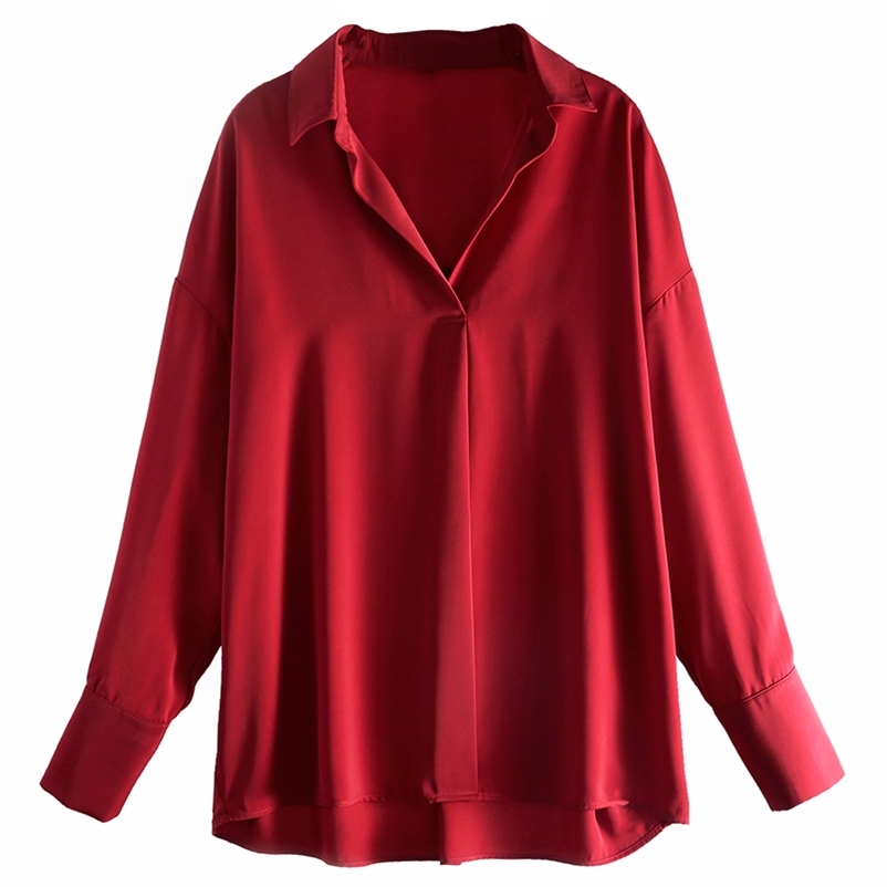Spring Women V-neck casual Blouse Femme Elegant Solid Slim Tops Shirts Lady Clothes Satin Silk 210519, Red
Spring Women V-neck casual Blouse Femme Elegant Solid Slim Tops Shirts Lady Clothes Satin Silk 210519, Red