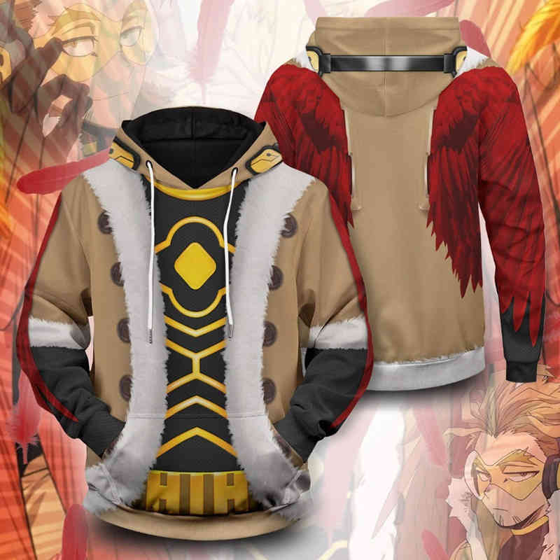 Takami keigo hawks cosplay costume, exquisite poly Hoodie, sweatshirt and 3D printed Halloween eagle, my hero College
Takami keigo hawks cosplay costume, exquisite poly Hoodie, sweatshirt and 3D printed Halloween eagle, my hero College
