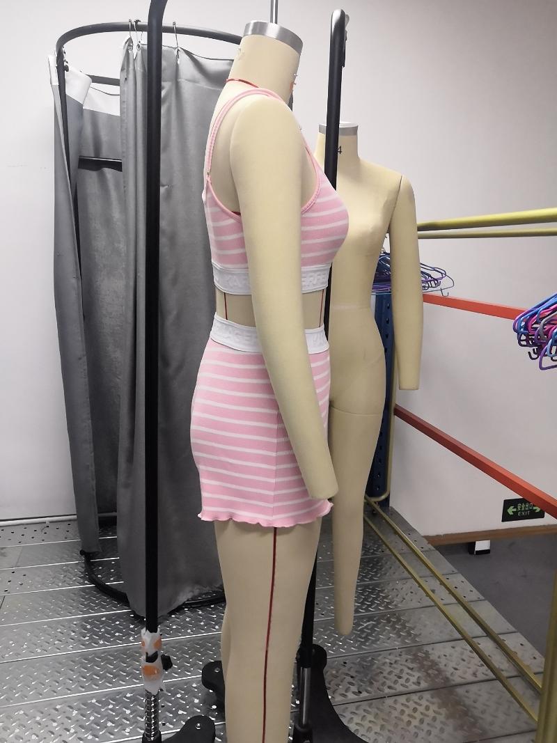 Women's Tracksuits 2021 Ruched Workout Active Wear Casual Sporty 2 Piece Striped Print Colorblock Frill Hem Cami Set