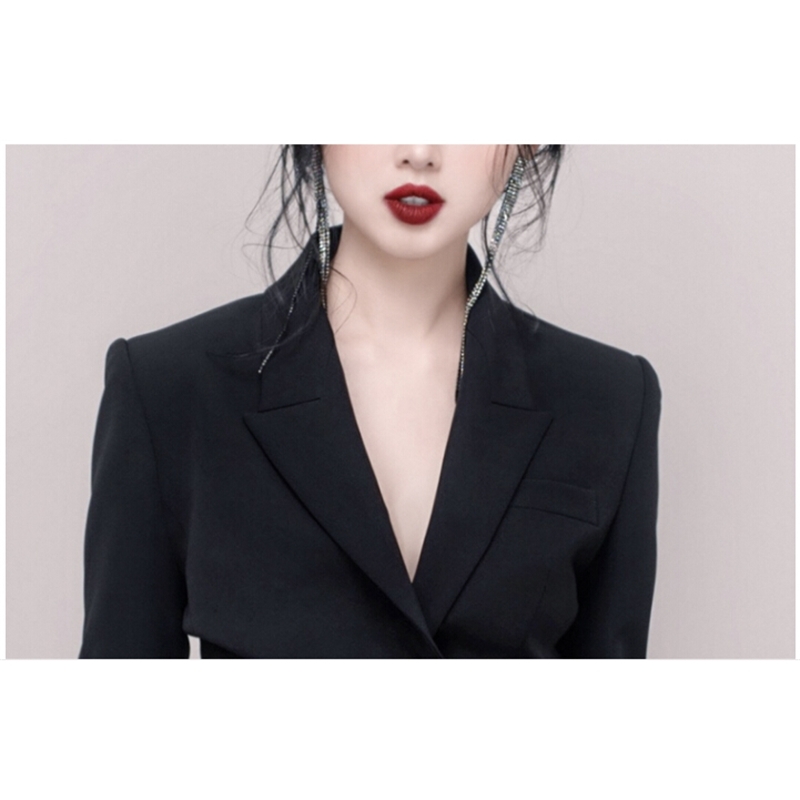 Autumn Runway 2 Pieces Set Women Long Sleeve Striped Black Blazer Coat With Irregular Fold Midi Skirt Female Fashion 210520