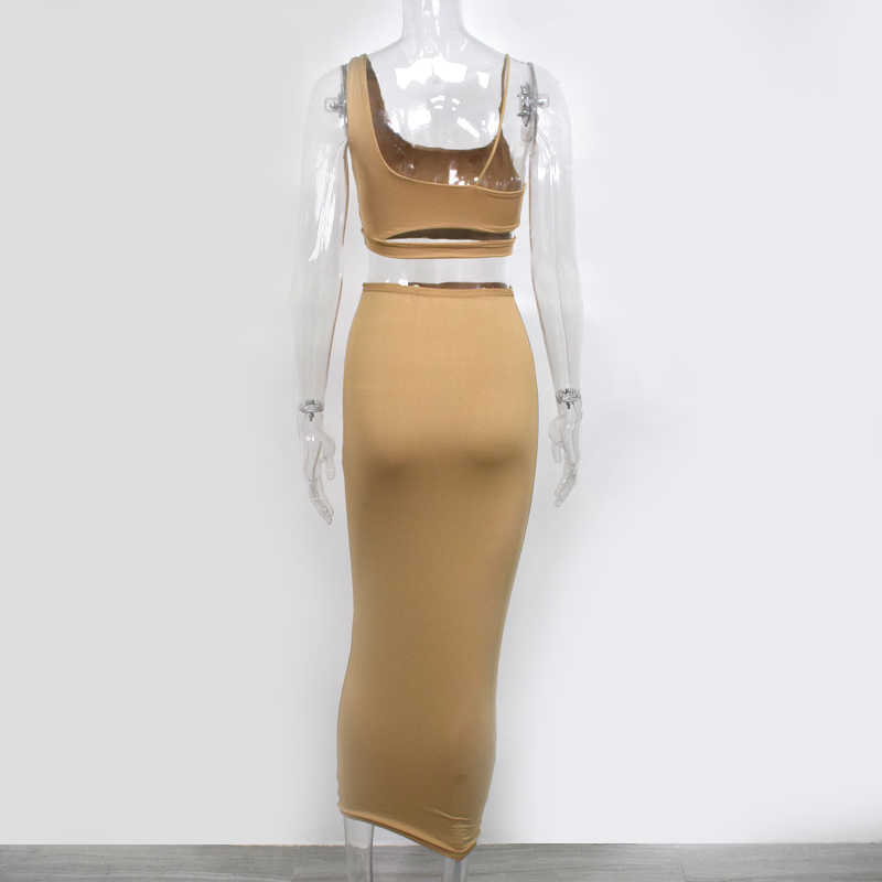 Colysmo 2 Layers Summer Dress Women Sexy Bodycon Party Square Collar Asymmetry Strap Hollow Out Long Orange 210527