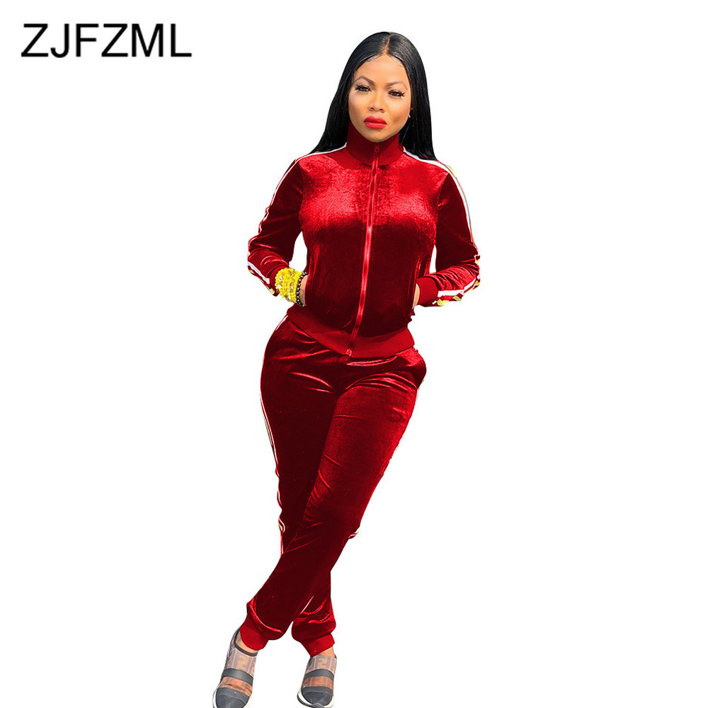 Casual Warm Thick Sportswear Velvet Tracksuit Women's Suit Zipper Up Long Sleeve Slim Fit Outwear and Side Striped Spliced Pant 210520, Black
Casual Warm Thick Sportswear Velvet Tracksuit Women's Suit Zipper Up Long Sleeve Slim Fit Outwear and Side Striped Spliced Pant 210520, Black