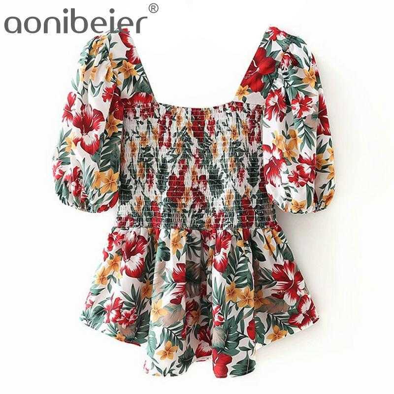 Flower Print Beach Holiday Chiffon Blouses Chic Puff Sleeve Shirred Square Collar Women Pullovers Summer Slim Tops 210604, 01
Flower Print Beach Holiday Chiffon Blouses Chic Puff Sleeve Shirred Square Collar Women Pullovers Summer Slim Tops 210604, 01