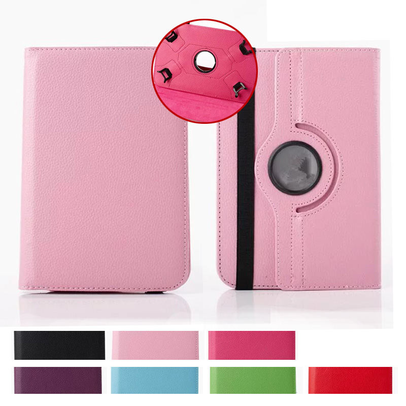 Universal 360 Degree Rotating Adjustable Flip PU Leather Stand Tablet Shockproof Protetive Case Solid Color Wallet Cover For 7 8 9 10 10.1 10.2 inch T