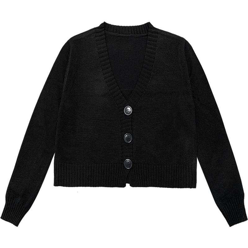 V-neck Sweater Female Spring Autumn Crop Cardigan Knitted Coat Tops Casual Slim Cropped Cardigans Sueter Mujer 210519