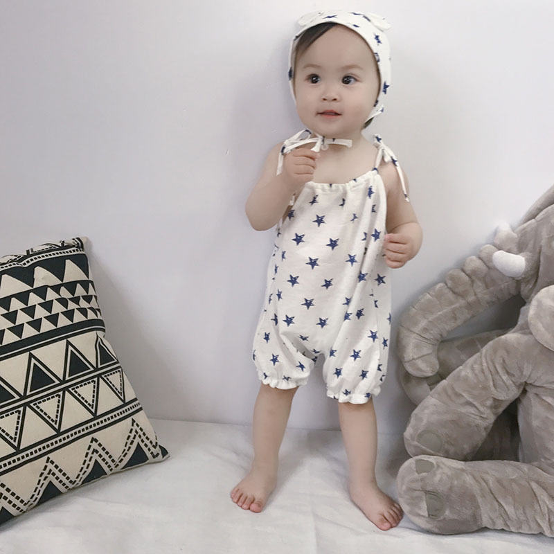 Baby Clothing Set Korean Style Boys Jumpsuits Summer Flower Toddler Girls Clothes Cute Tee Shorts And Hat 210429