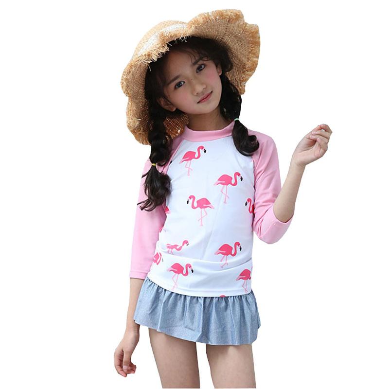 Girl Two Piece Suits Children Long Sleeve Swimsuit 3-14 Year Kid Cute Flamingo Swimwear Skirt Swimming Suit Bathing One-Piece
Girl Two Piece Suits Children Long Sleeve Swimsuit 3-14 Year Kid Cute Flamingo Swimwear Skirt Swimming Suit Bathing One-Piece