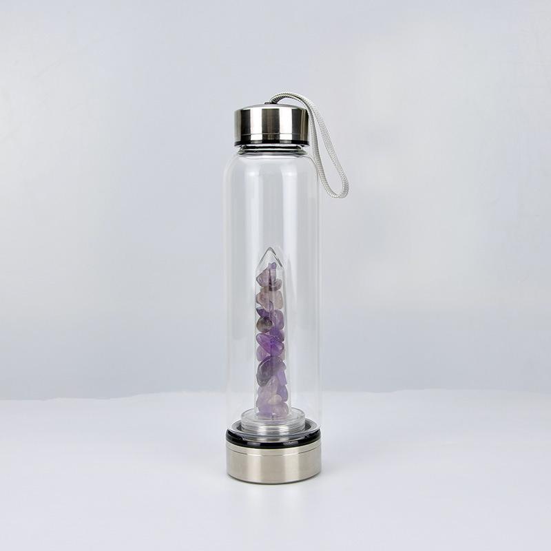 New Natural Quartz Gem Glass Water Bottle Direct Drinking Glass Crystal Cup 8 Styles transport