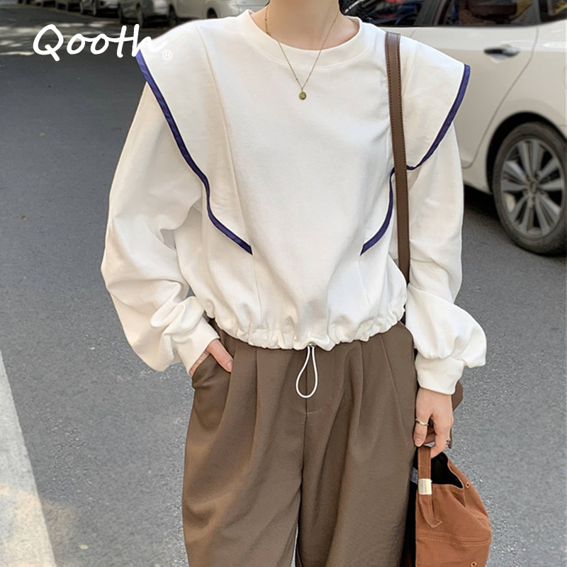 Qooth Cotton O-neck Pullover Long Sleeve Shirt Womens Autumn Sweet Simple Loose Shirt Drawstring Style Causal Fashion Top QT650 210518, Grey
Qooth Cotton O-neck Pullover Long Sleeve Shirt Womens Autumn Sweet Simple Loose Shirt Drawstring Style Causal Fashion Top QT650 210518, Grey
