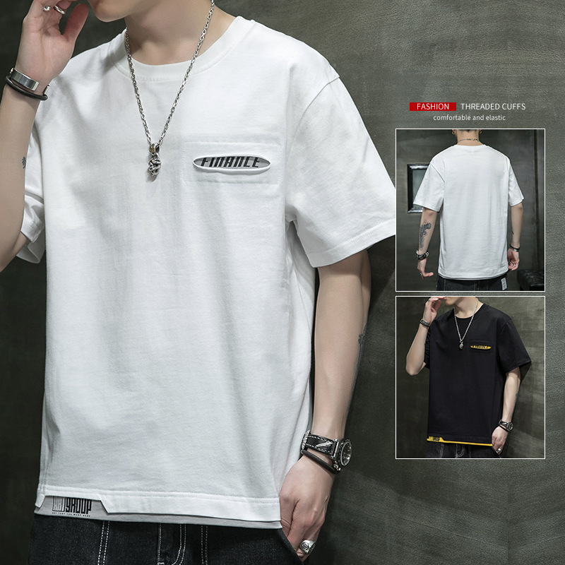 men's t shirts 2021 summer short sleeve base youth student trend loose top, White;black
men's t shirts 2021 summer short sleeve base youth student trend loose top, White;black