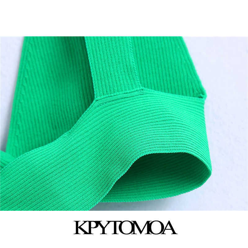 KPYTOMOA Women Fashion Ribbed Knit Crop Tank Tops Vintage V Neck Wide Straps Female Camis Mujer 210625