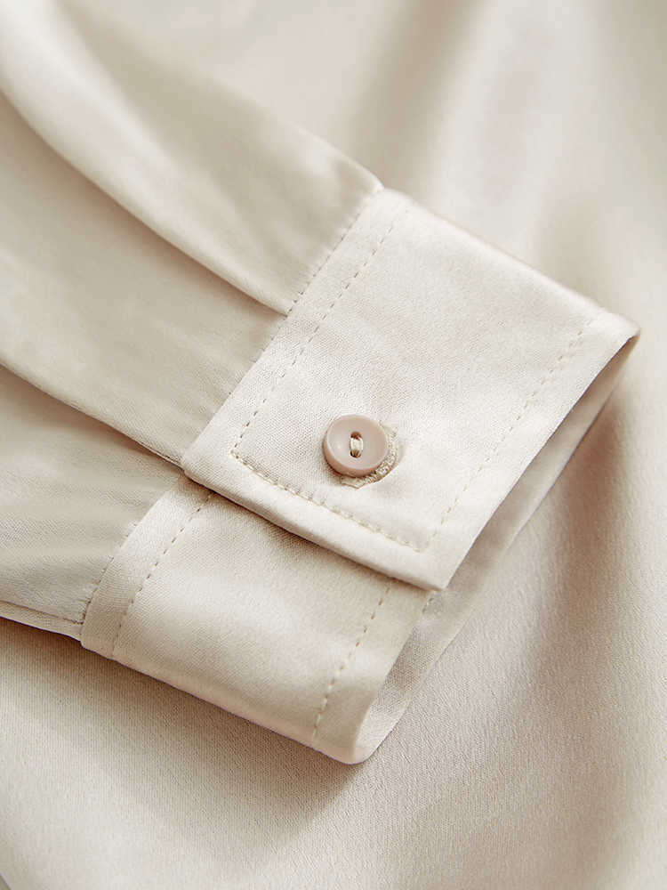 Minimalism Summer Acetate Women's Blouse & Pants Offical Lady Solid Vneck Loose Shirt Causal 12170216 210527