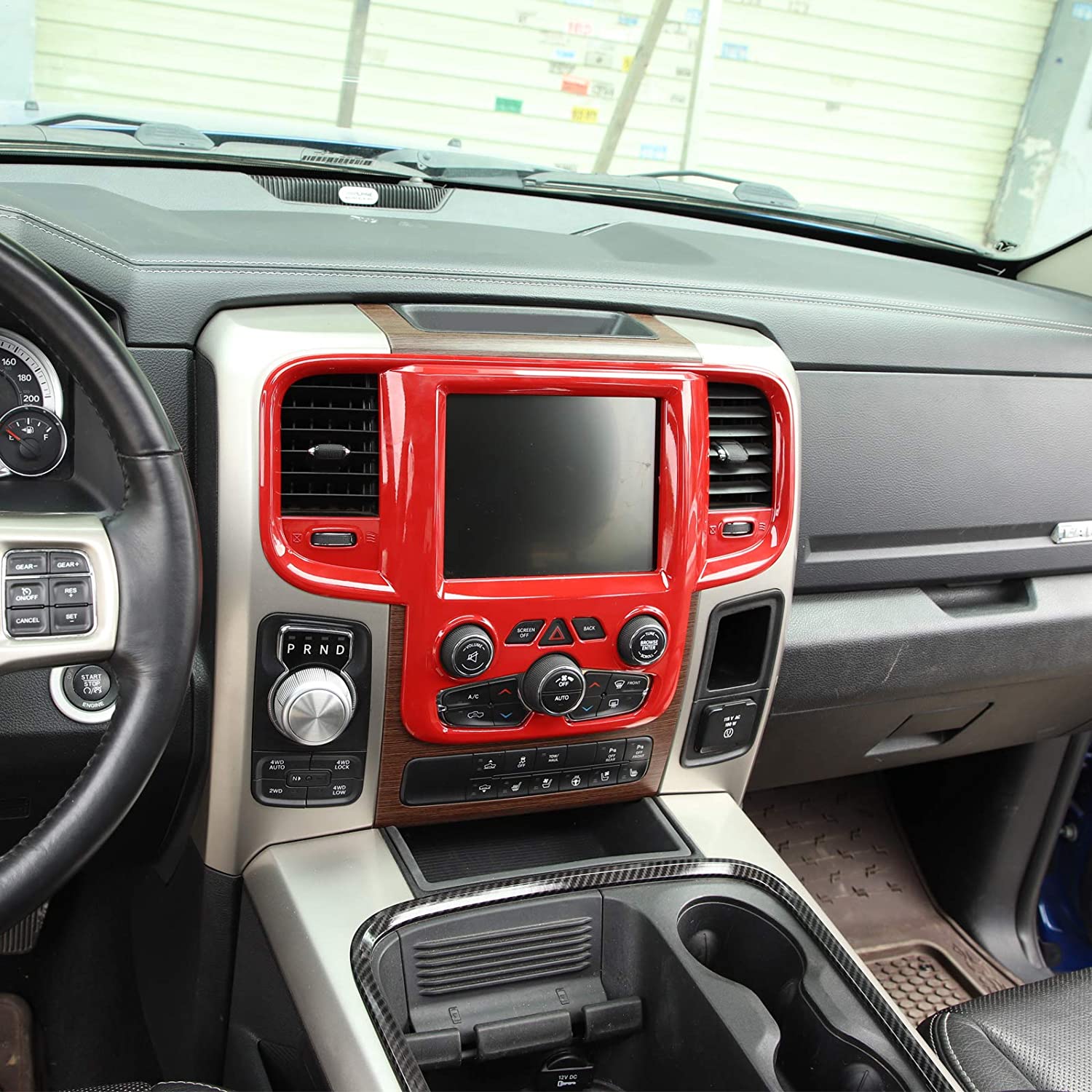 ABS Car Central Control Navigation Panel Dcoration for Dodge RAM 1500 11-17 Interior Accessories Red