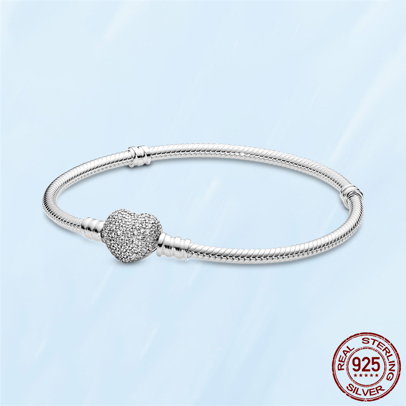 Women Snake Chain Charm Bracelets Fit Pandora Charms Beads DIY Jewelry CZ Diamond Heart Shape Clasp 925 Sterling Silver Bracelet Lady Gift With Original Box
Women Snake Chain Charm Bracelets Fit Pandora Charms Beads DIY Jewelry CZ Diamond Heart Shape Clasp 925 Sterling Silver Bracelet Lady Gift With Original Box