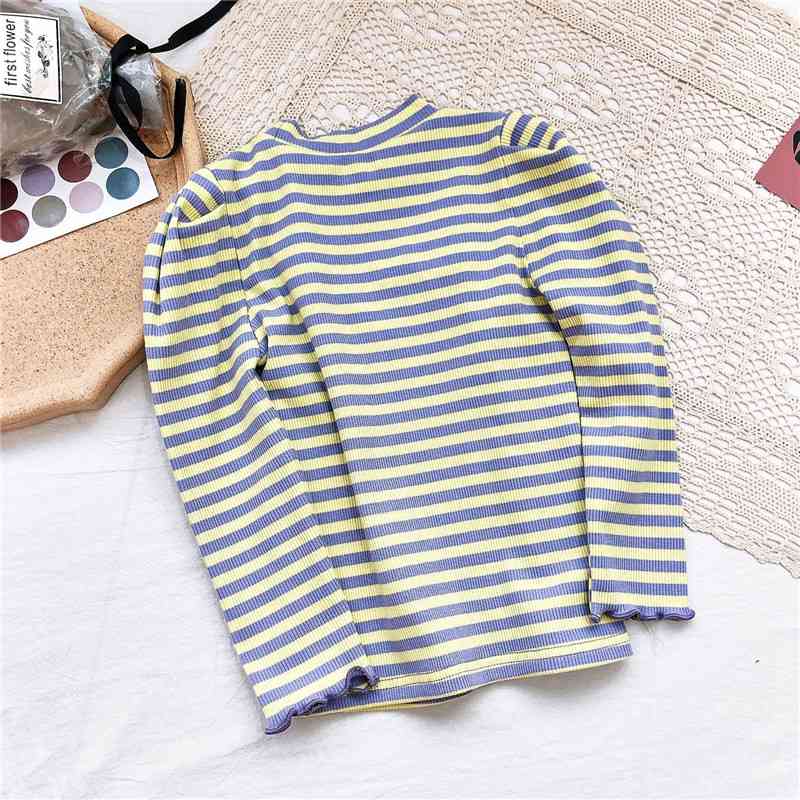 Gooporson Toddler Girl Tops Fall Little Girls Undershirt Stripes Long Sleeve Shirt Children Clothes Autumn Bottoming 210508