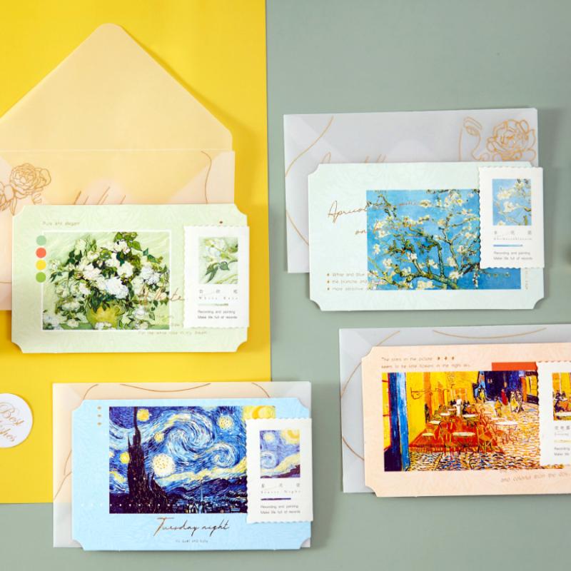 4Pcs/Set Van Gogh Series Postcard/Greeting Card/Message Card/Birthday Letter Envelope Gift Card S0975 Packing Bags
4Pcs/Set Van Gogh Series Postcard/Greeting Card/Message Card/Birthday Letter Envelope Gift Card S0975 Packing Bags