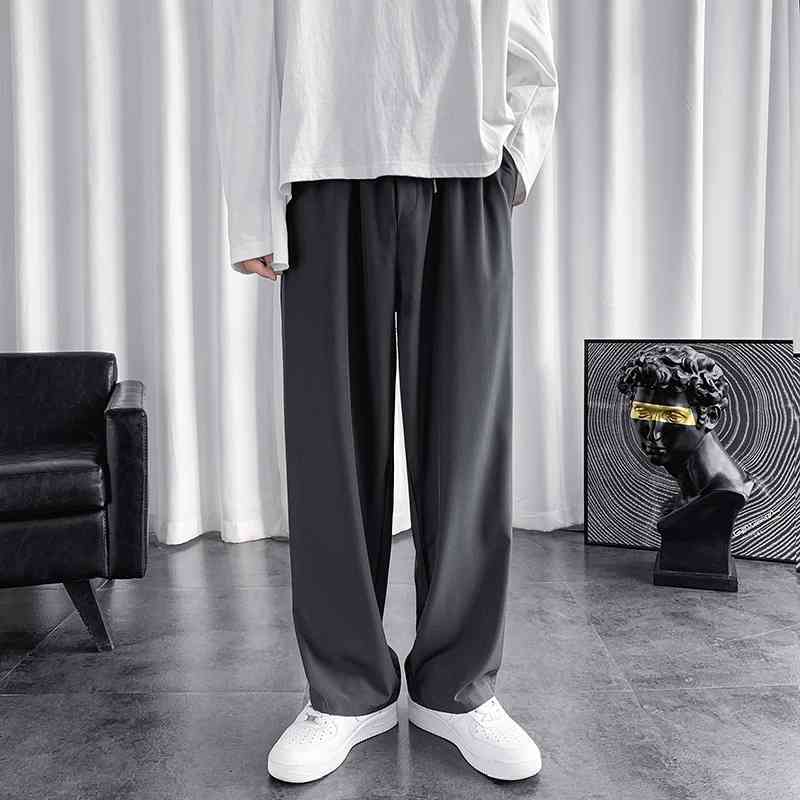 Ice silk men's thin fashion vertical casual loose and versatile straight tube tide brand wide leg pants in summer, Black
Ice silk men's thin fashion vertical casual loose and versatile straight tube tide brand wide leg pants in summer, Black