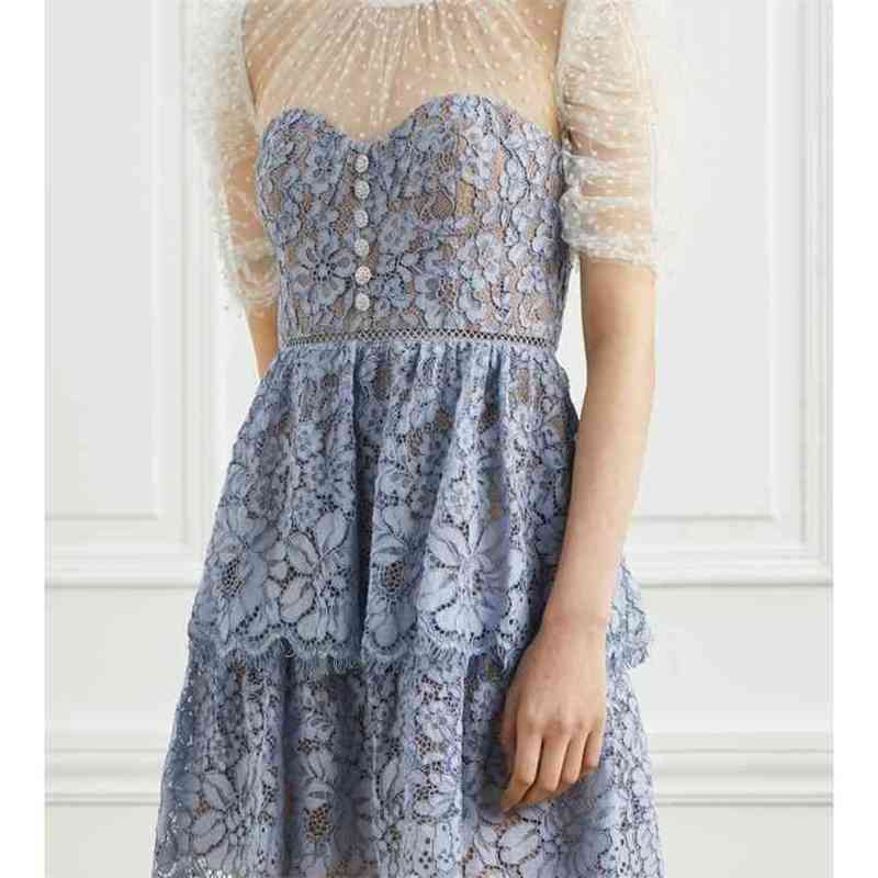 Blue Lace Summer Dresses Woman Clothing High Waist Short-sleeve Elegant Runway Self Vestidos Female Party Dress 210603, Light blue
Blue Lace Summer Dresses Woman Clothing High Waist Short-sleeve Elegant Runway Self Vestidos Female Party Dress 210603, Light blue
