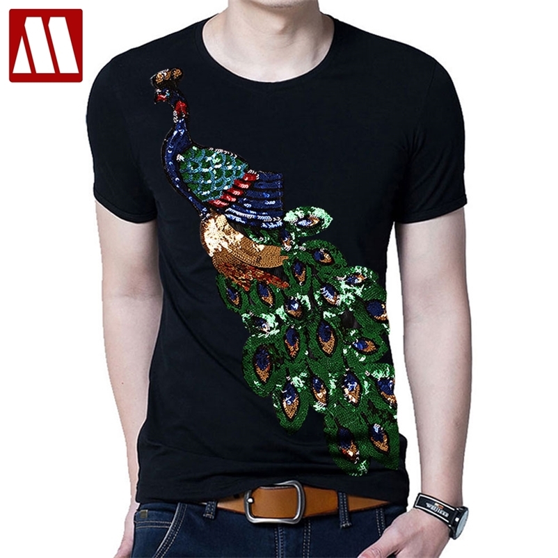 Summer Elegant T-shirt Men's Peacock Sequined Sequins T shirts Men Fashion New Cotton Tops Tee Shirt Male Sakura Clothes 210322, O neck white
Summer Elegant T-shirt Men's Peacock Sequined Sequins T shirts Men Fashion New Cotton Tops Tee Shirt Male Sakura Clothes 210322, O neck white