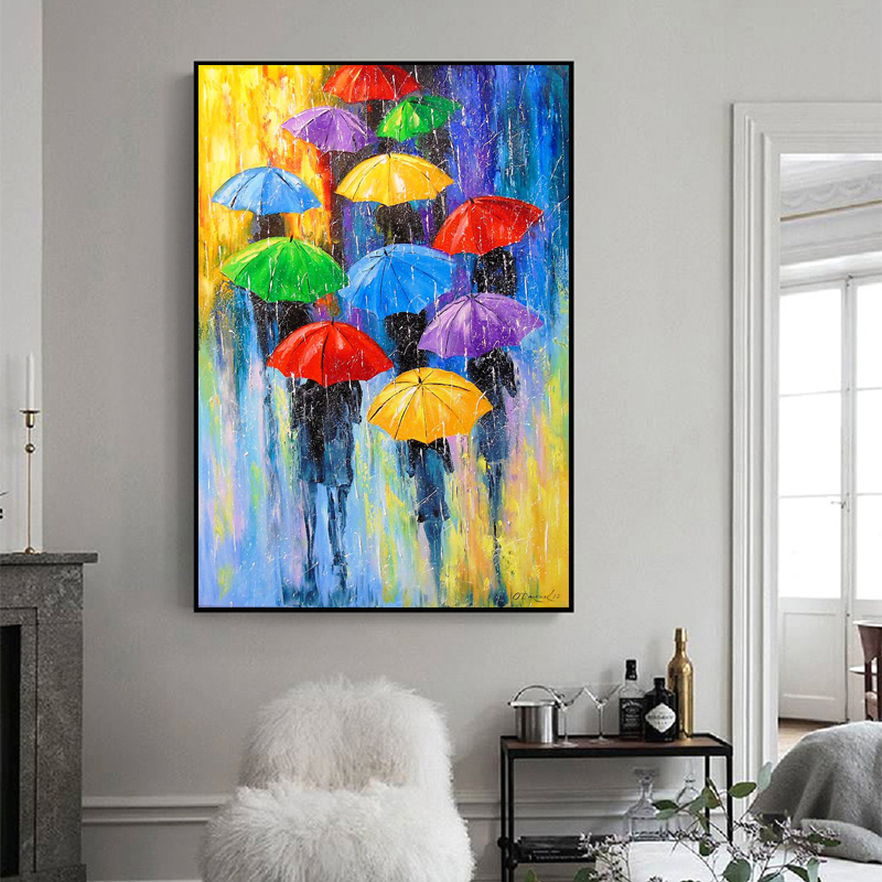 Colorful Umbrella Graffiti Abstract Painting Wall Art Canvas Prints Posters and Prints For Living Room Decoration