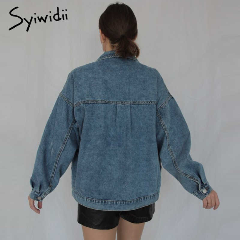 Syiwidii Jean Jacket Women Clothes Oversized Jeans Denim Coat Korean Coats Spring Fall Jackets for Women Solid Casual 210923