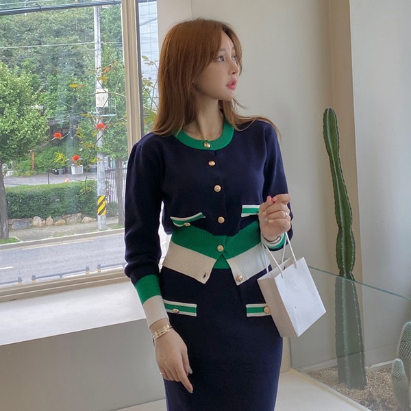 Women Knit Cardigans Skirts Sets Korea Elegant Knitted Sweater Top + High Waist Midi Skirt 2 Pieces Suits 210519